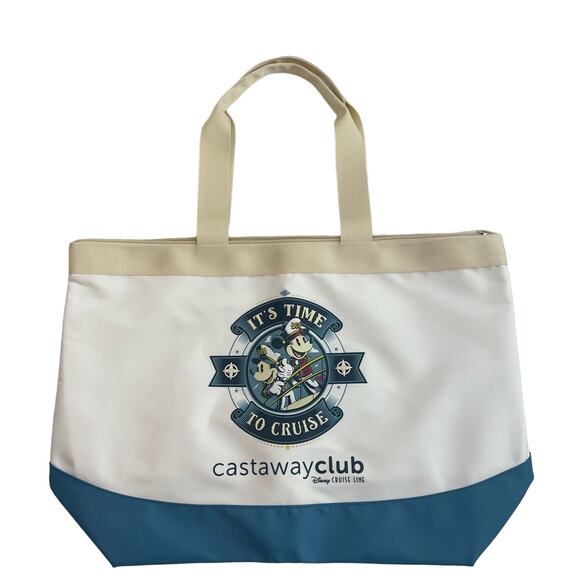 DISNEY Cruise Tote Bag Zippered X-Large AND Straw Toppers NWT - Picture 1 of 9